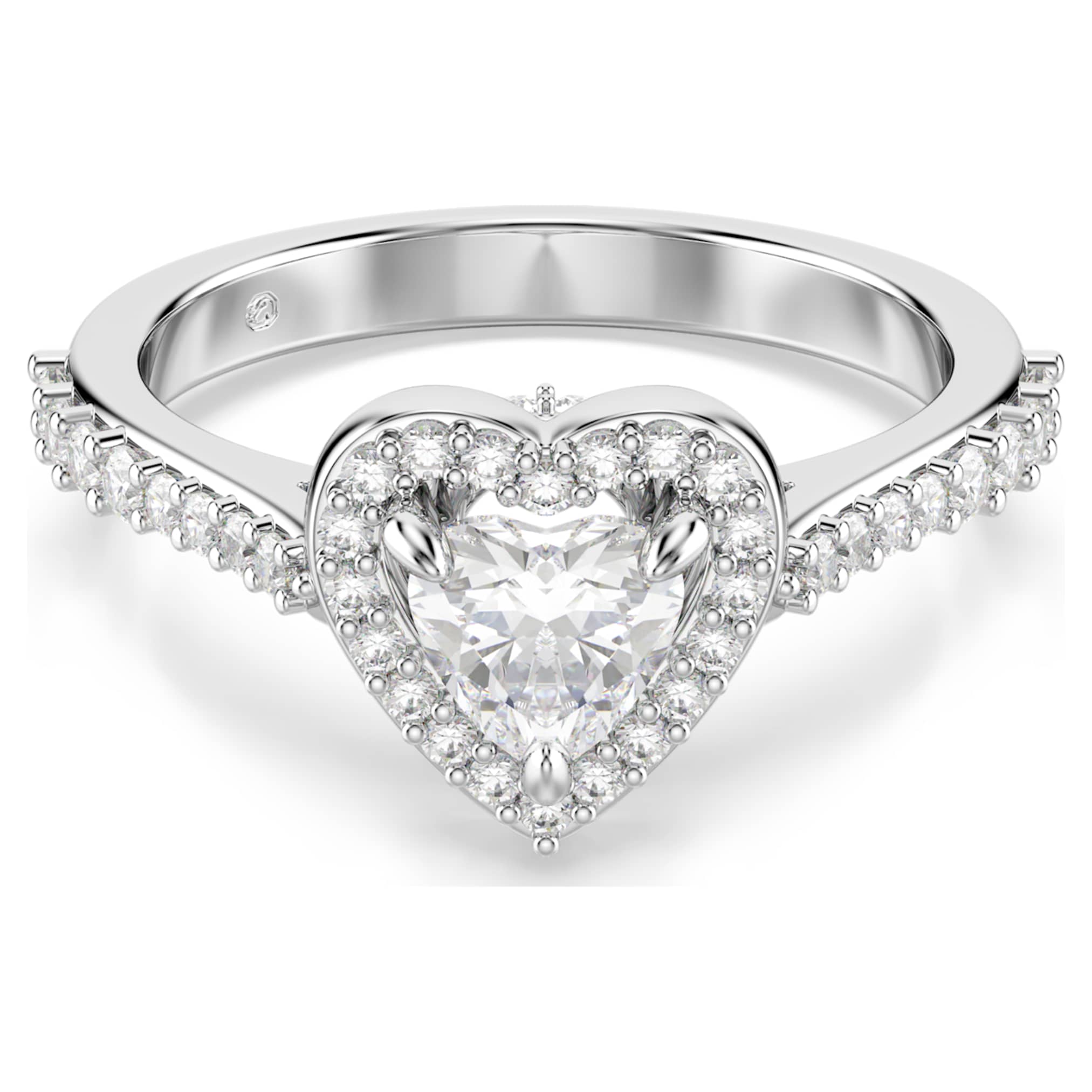 Swarovski Una Angelic motif ring Mixed cuts, Heart, White, Rhodium plated