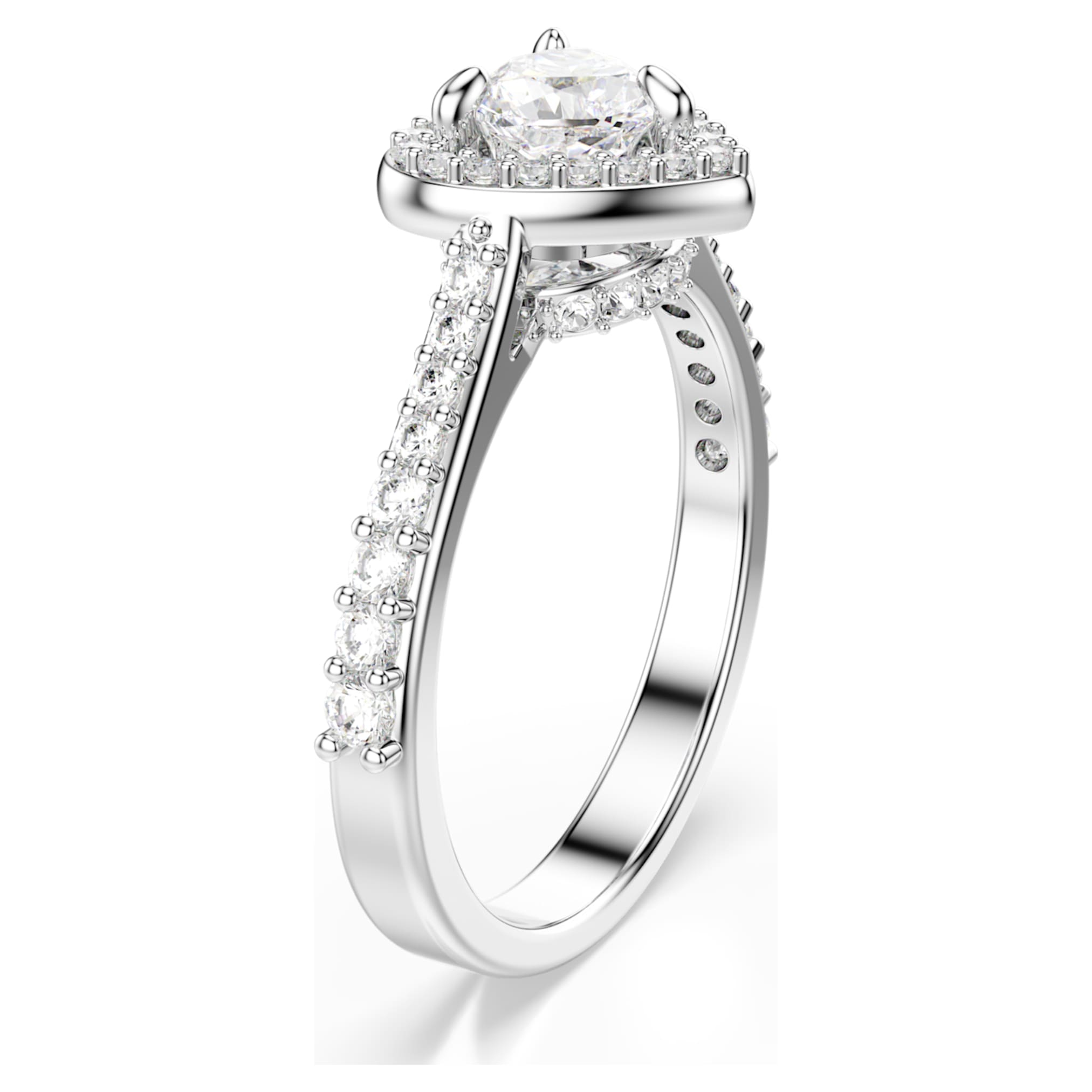 Swarovski Una Angelic motif ring Mixed cuts, Heart, White, Rhodium plated