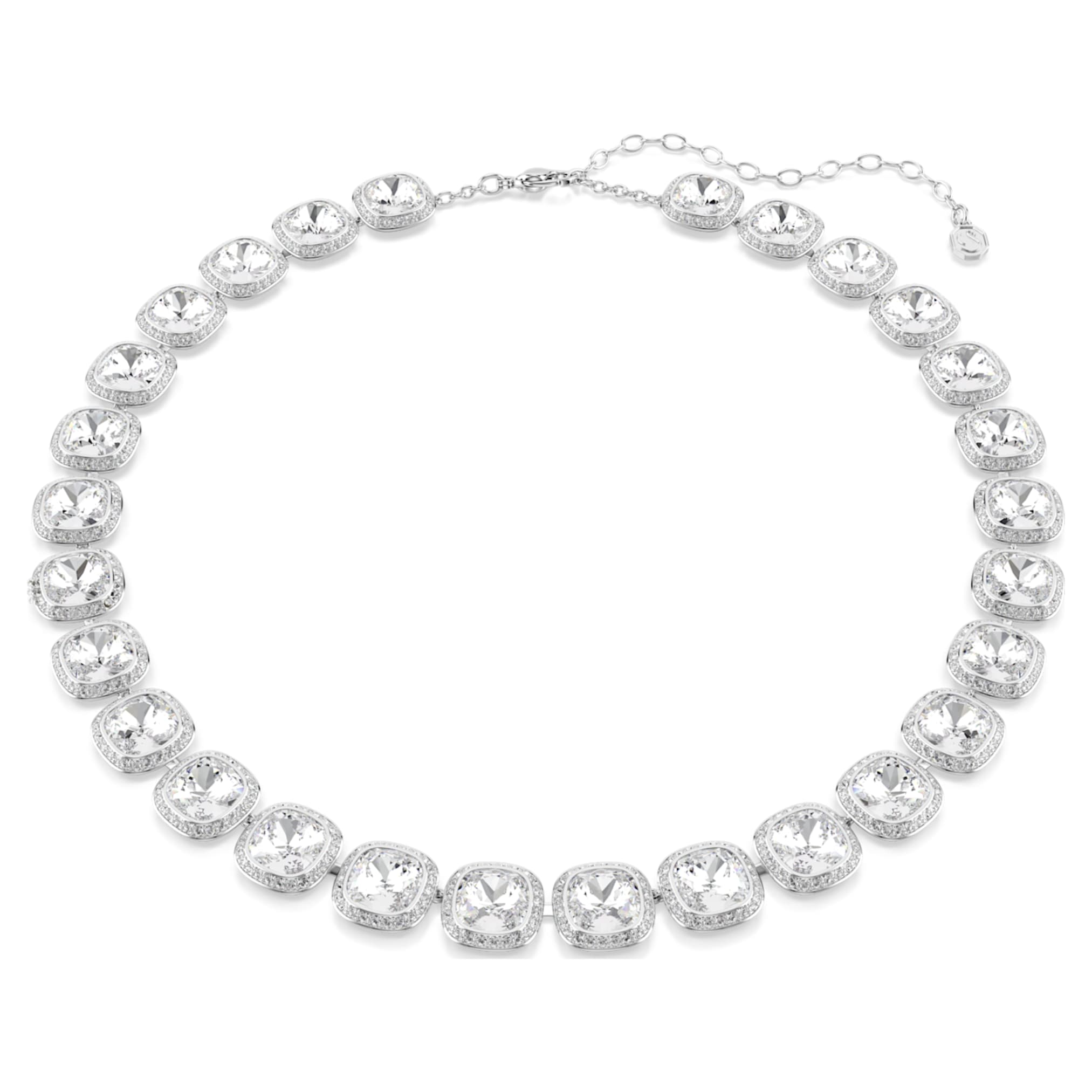 Swarovski Una Angelic necklace Cushion cut, White, Rhodium plated