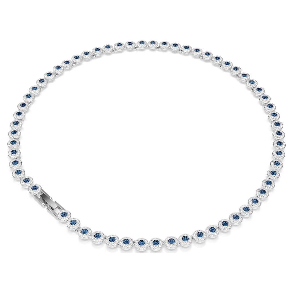 Swarovski Una Angelic necklace Round cut, Blue, Rhodium plated
