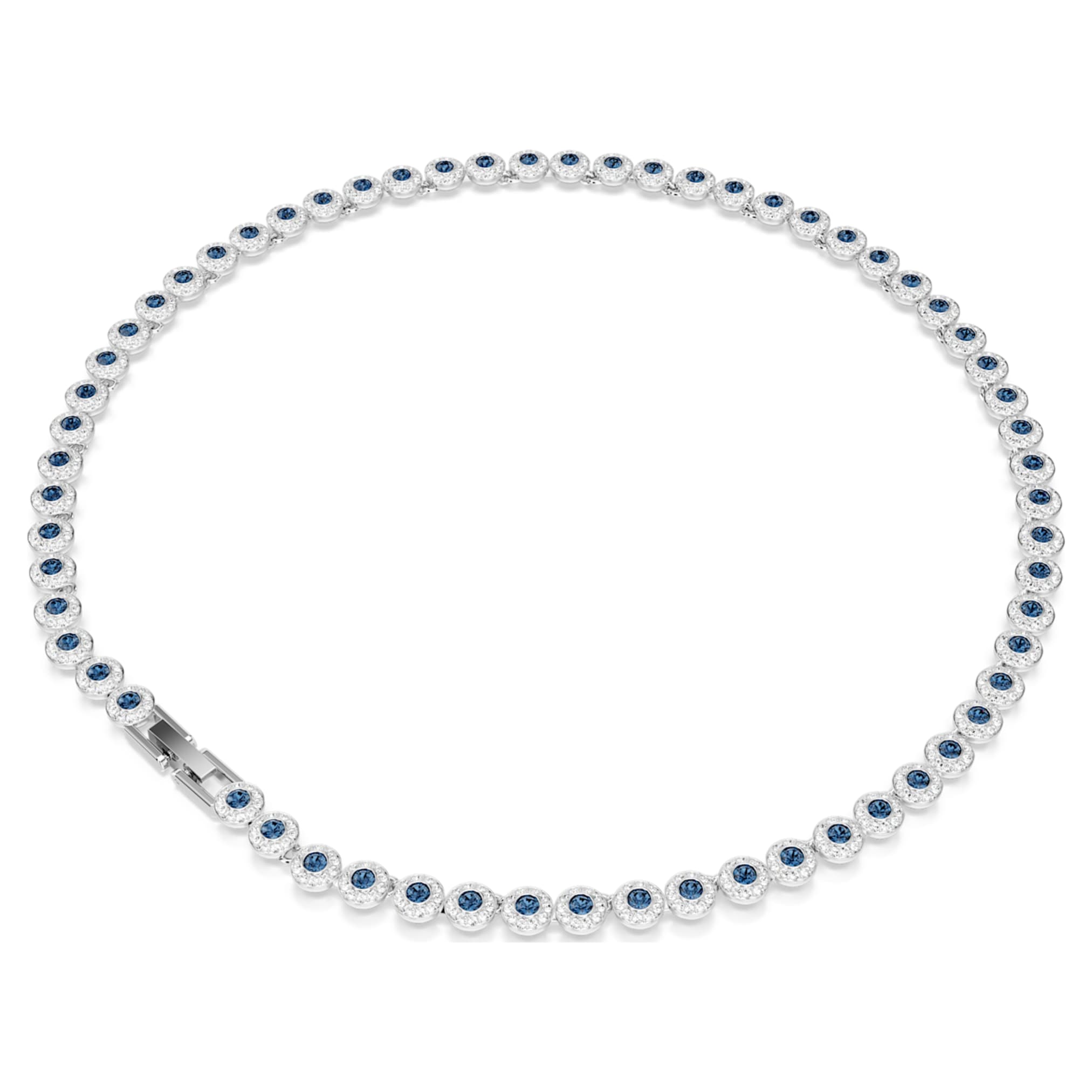 Swarovski Una Angelic necklace Round cut, Blue, Rhodium plated