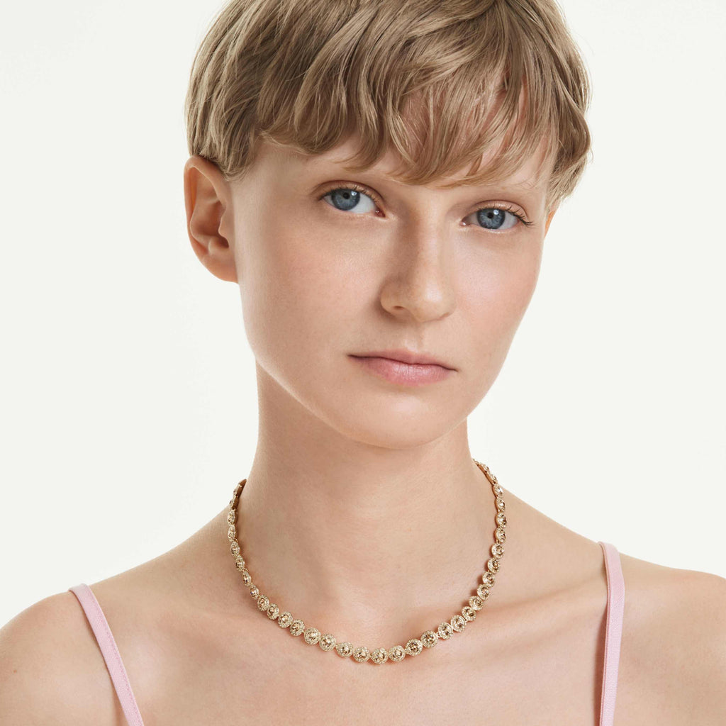 Swarovski Una Angelic necklace Round cut, Caramel, 18K gold finish