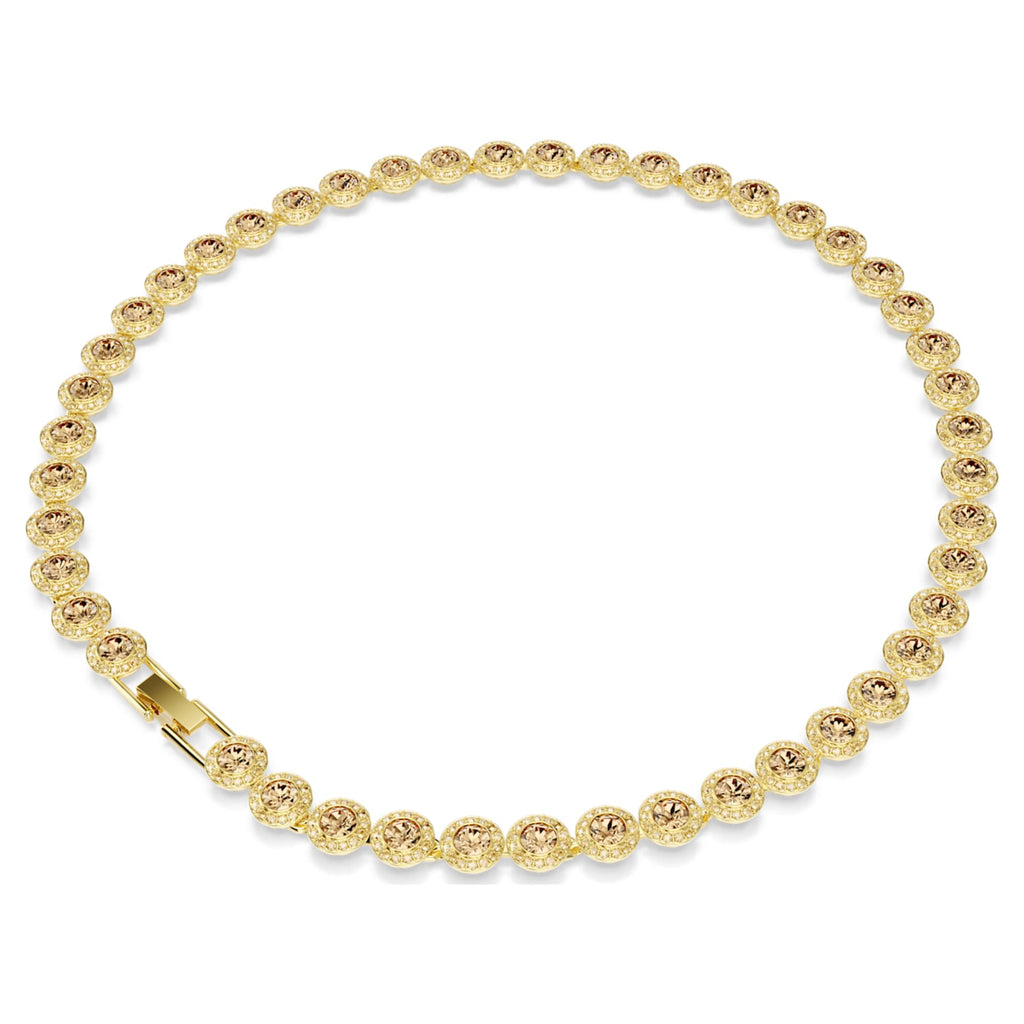 Swarovski Una Angelic necklace Round cut, Caramel, 18K gold finish