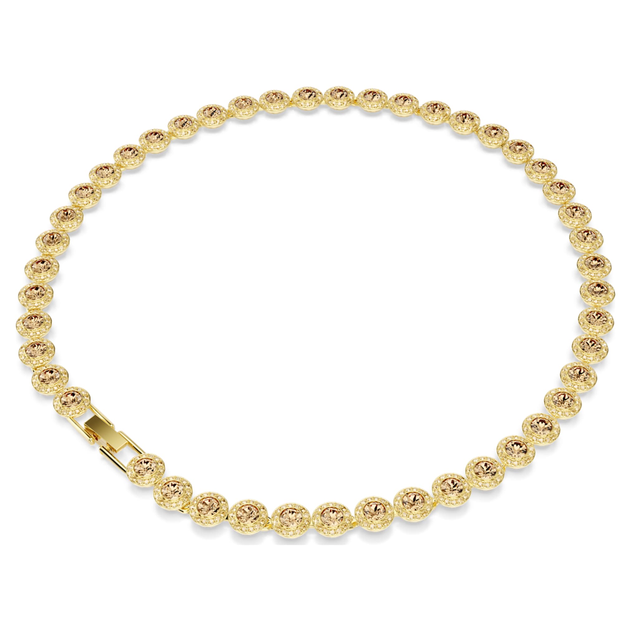 Swarovski Una Angelic necklace Round cut, Caramel, 18K gold finish