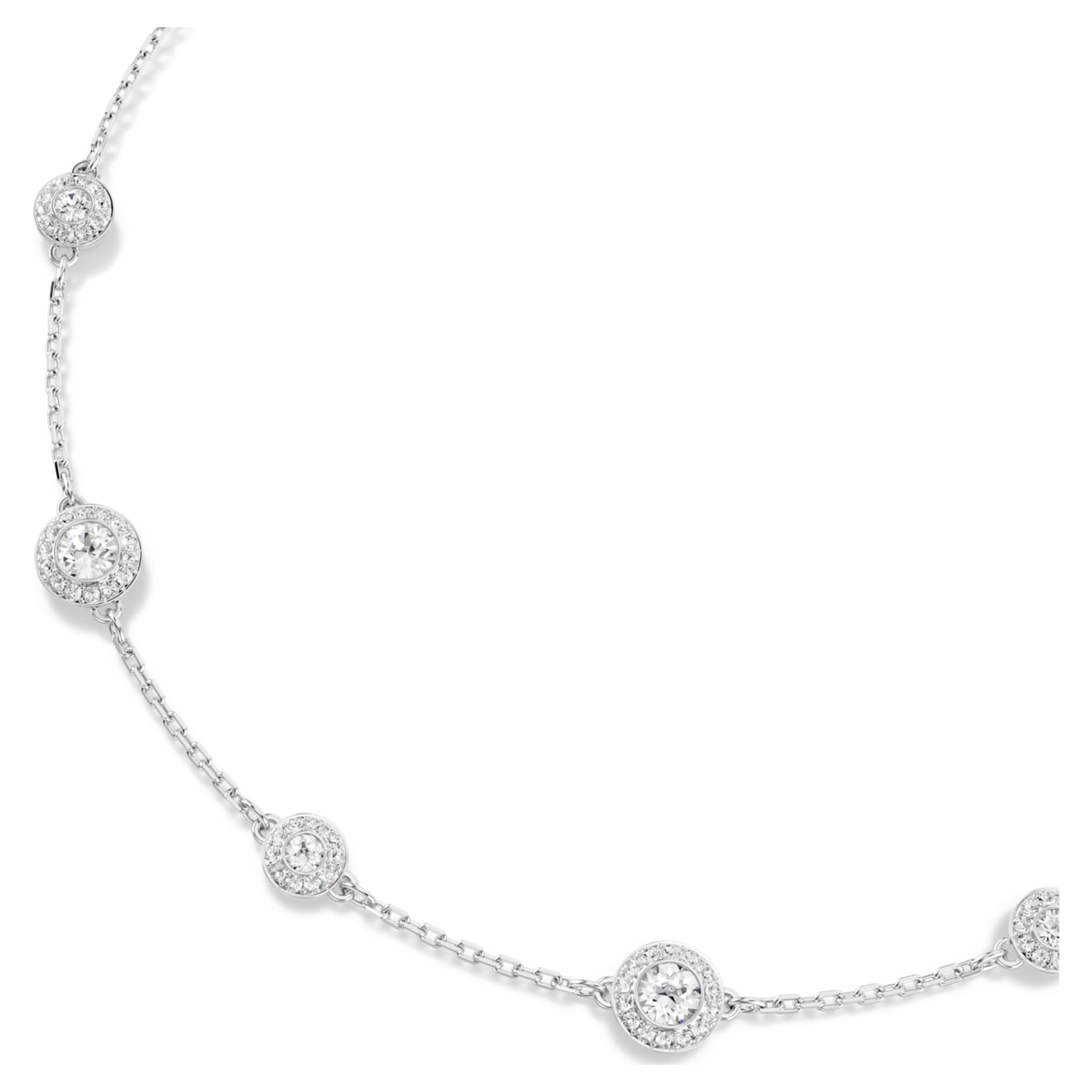 Swarovski Una Angelic necklace Round cut, Double sided motifs, White, Rhodium plated