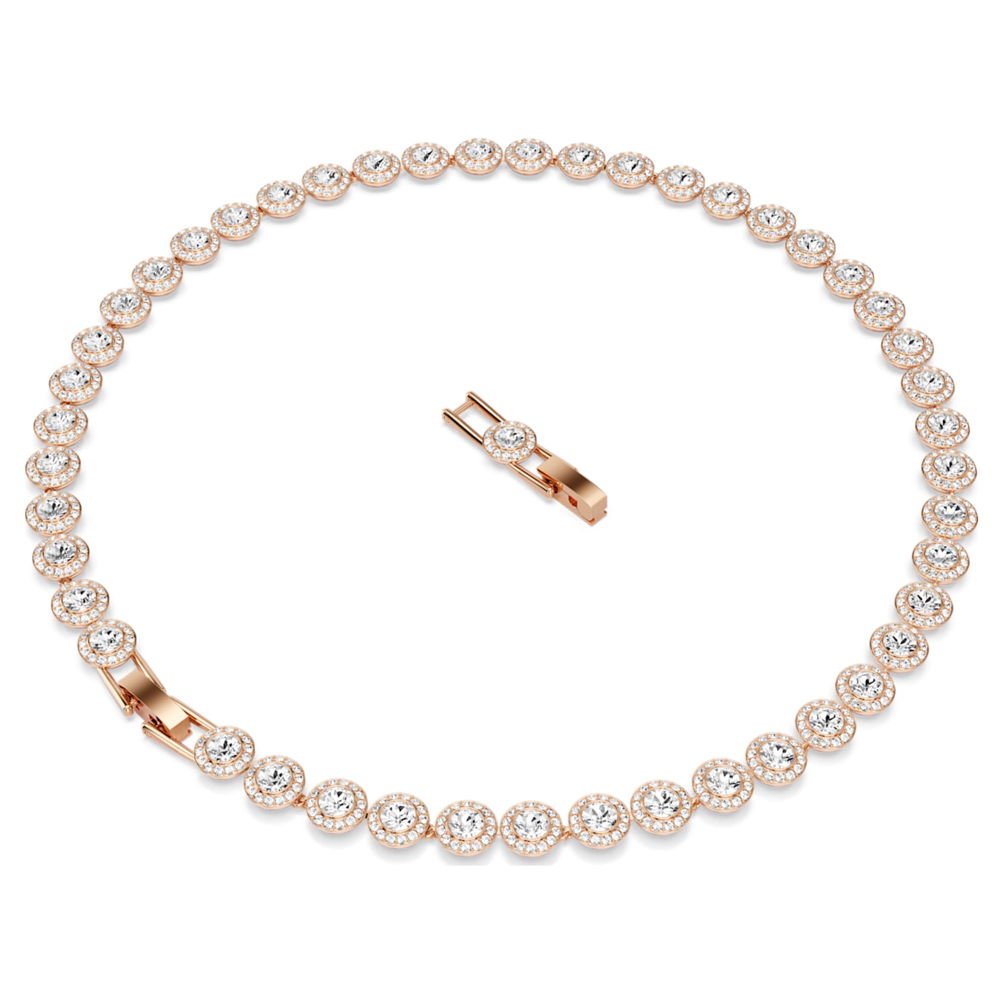 Swarovski Una Angelic necklace Round cut, Medium, White, 18K rose gold finish