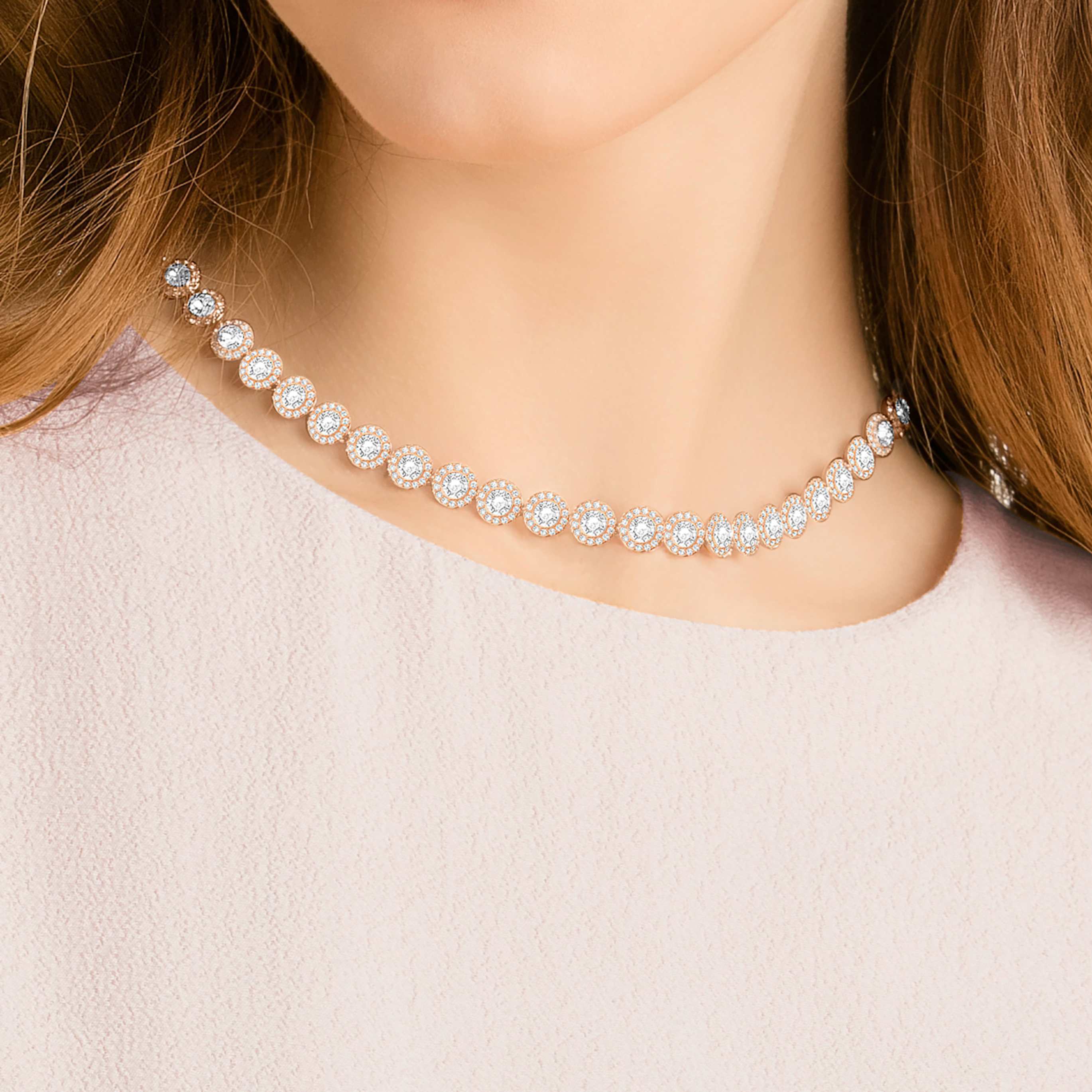 Swarovski Una Angelic necklace Round cut, Medium, White, Rhodium plated