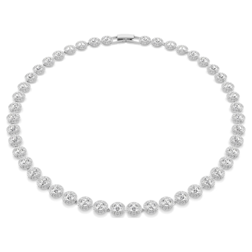Swarovski Una Angelic necklace Round cut, Medium, White, Rhodium plated