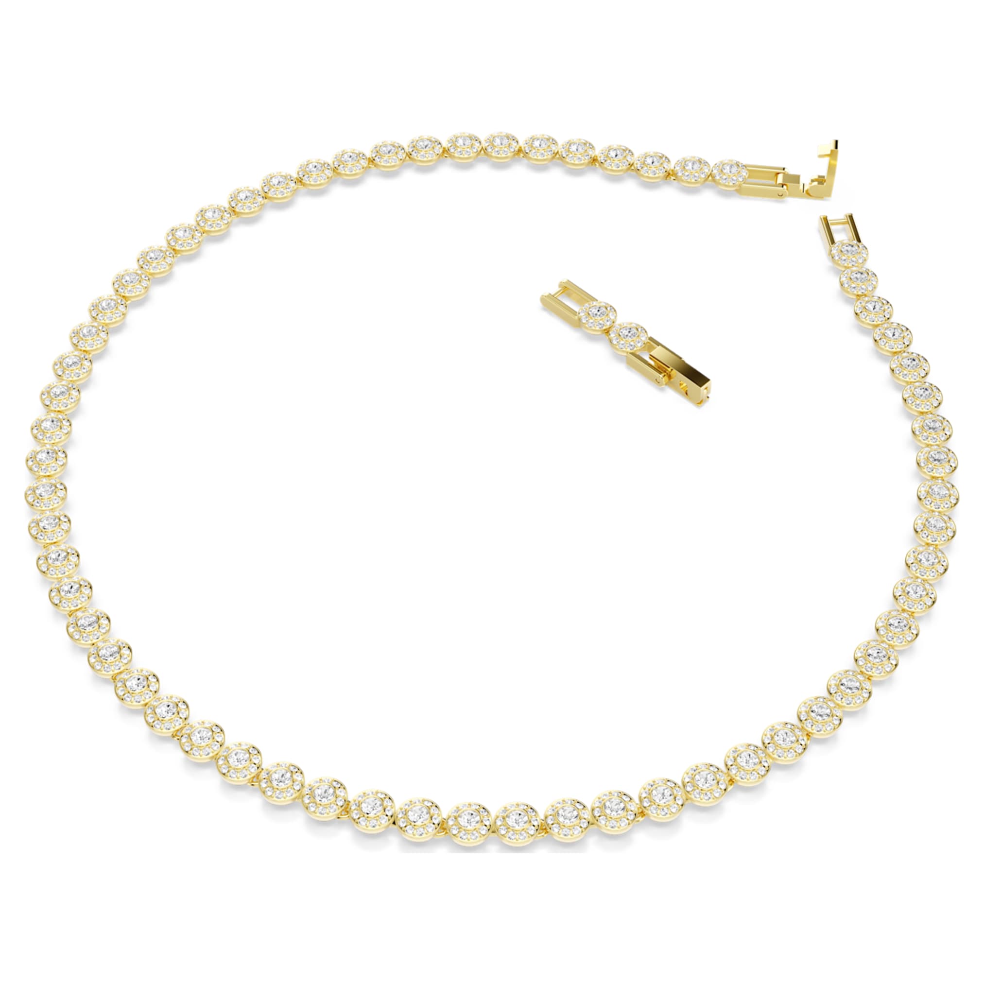 Swarovski Una Angelic necklace Round cut, Small, White, 18K gold finish