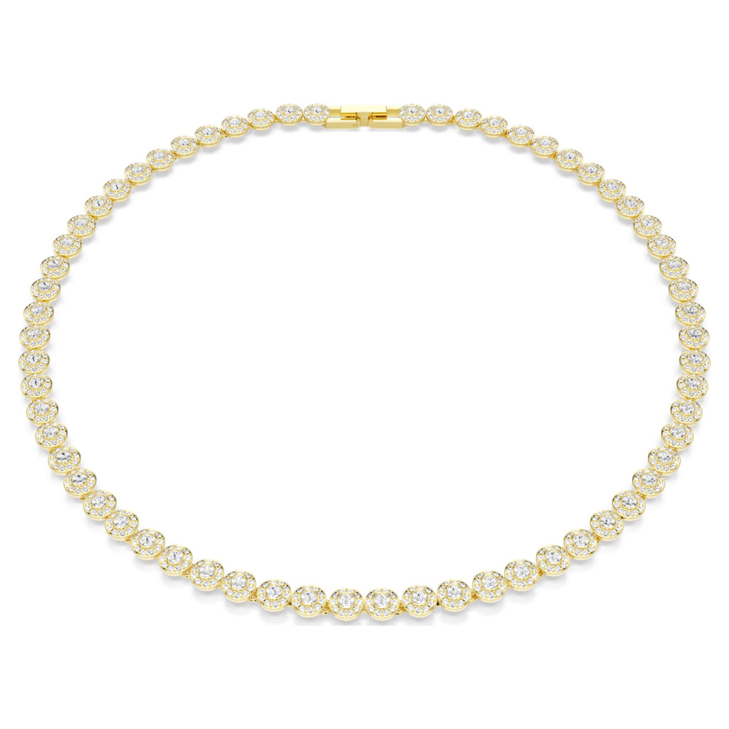 Swarovski Una Angelic necklace Round cut, Small, White, 18K gold finish