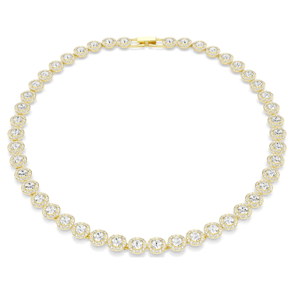 Swarovski Una Angelic necklace Round cut, White, 18K gold finish