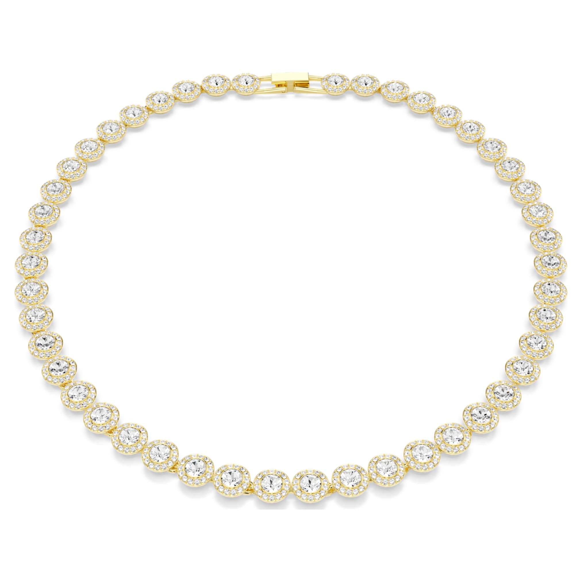 Swarovski Una Angelic necklace Round cut, White, 18K gold finish