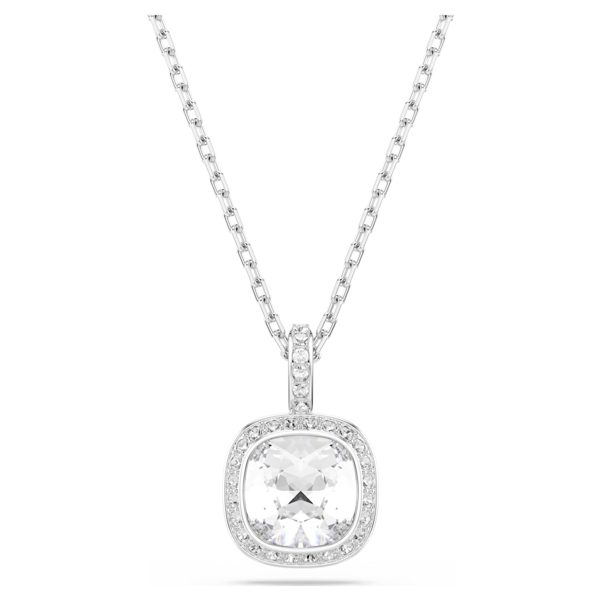 Swarovski Una Angelic pendant Cushion cut, White, Rhodium plated