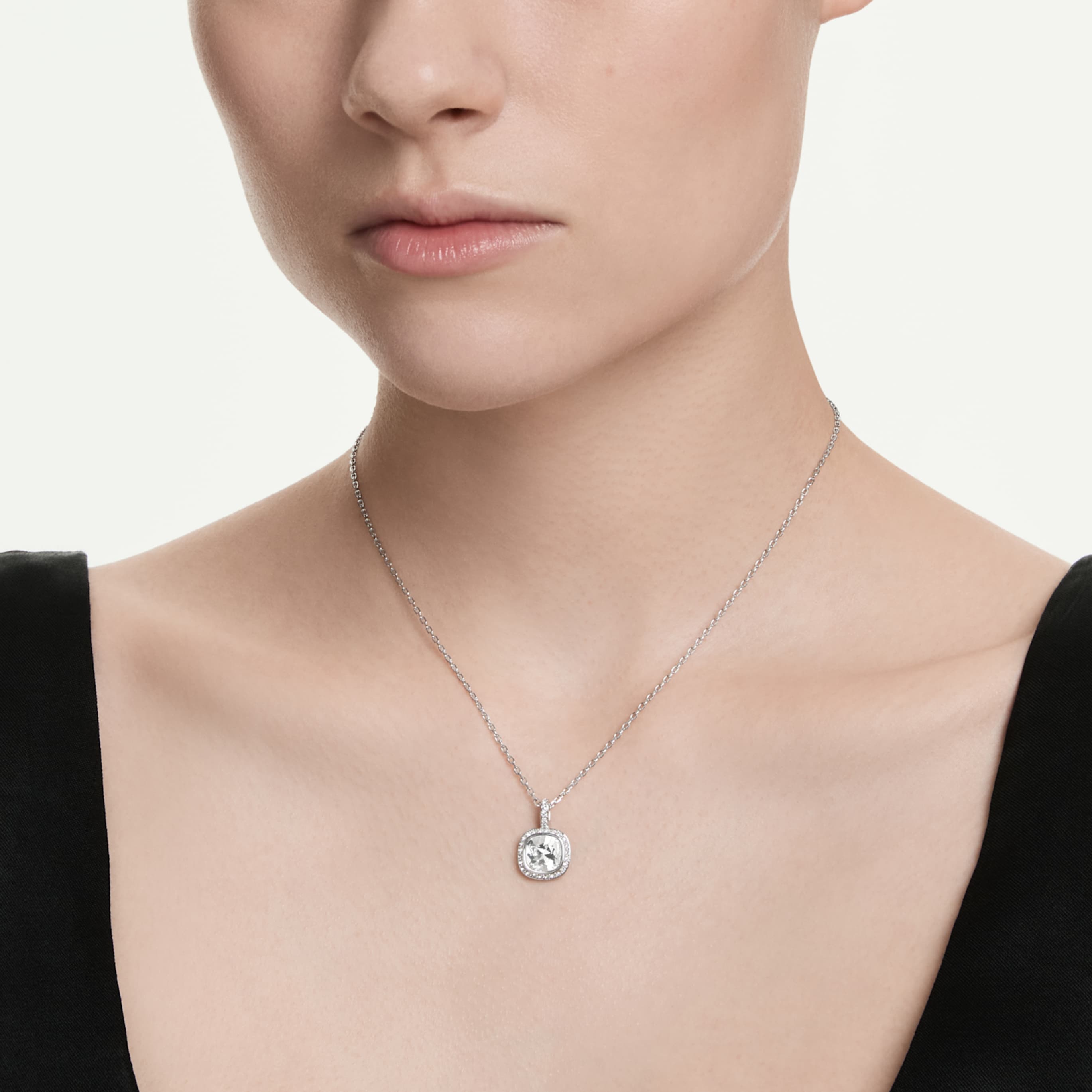 Swarovski Una Angelic pendant Cushion cut, White, 18K gold finish