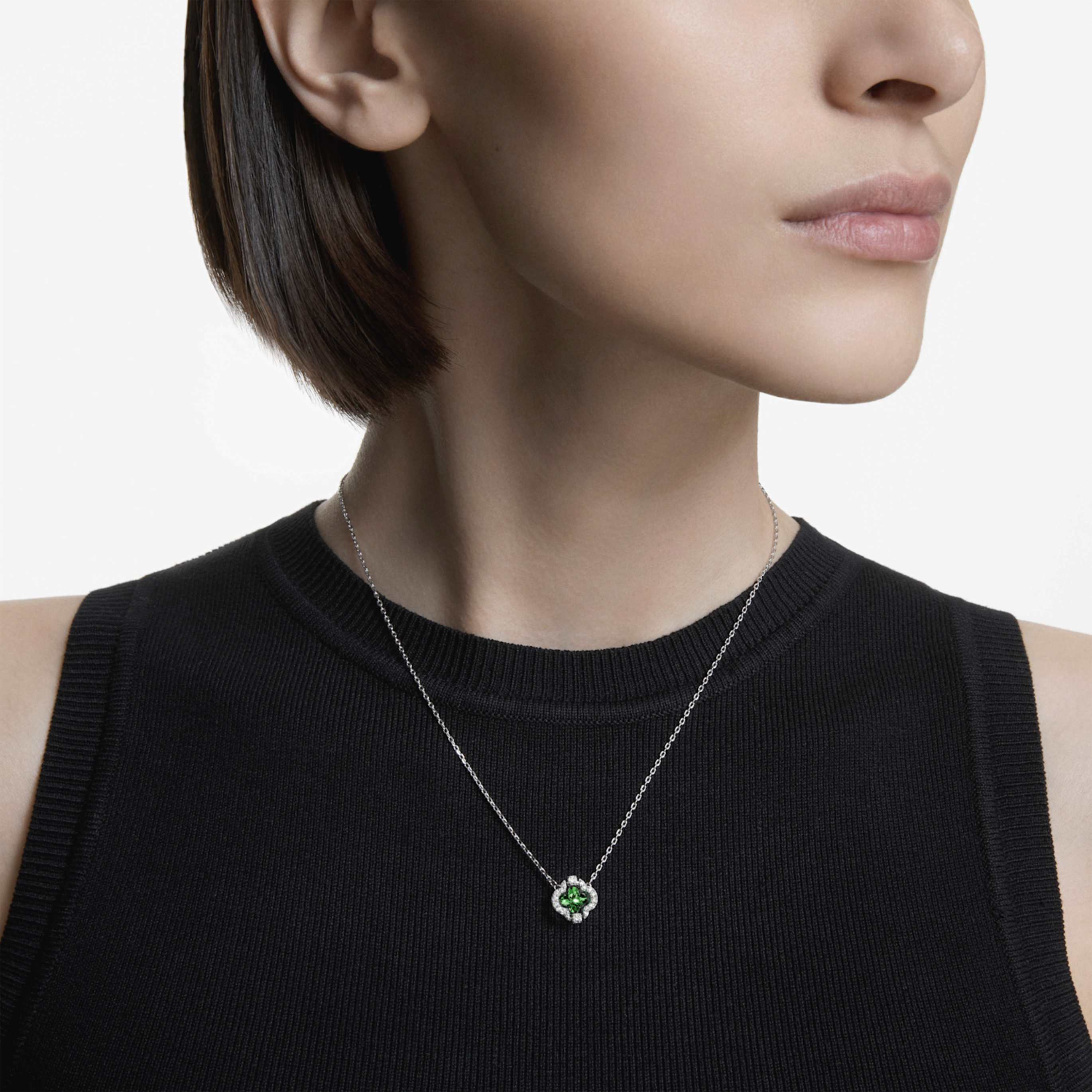 Swarovski Una Angelic pendant Mixed cuts, Green, Rhodium plated
