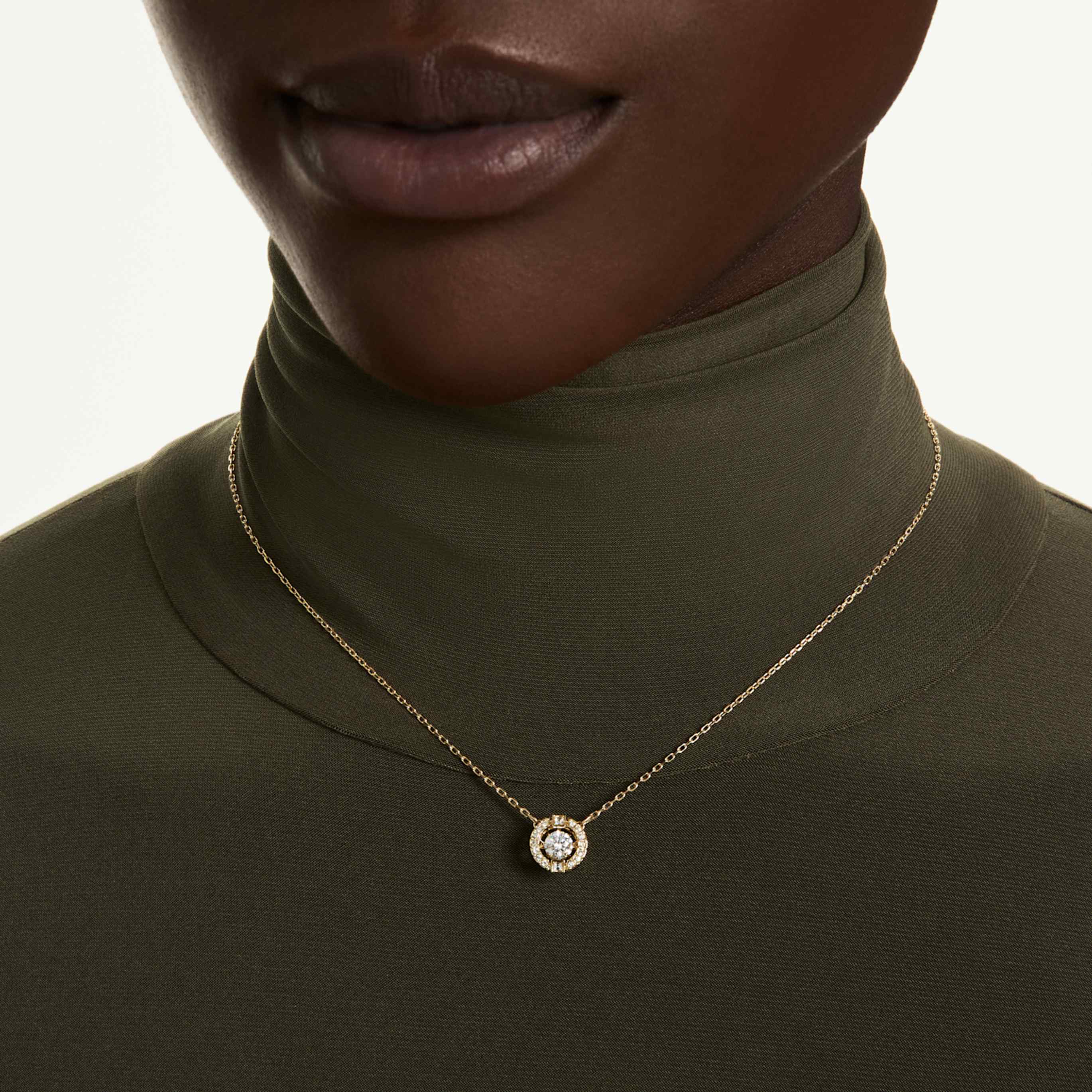 Swarovski Una necklace Round cut, White, Rhodium plated