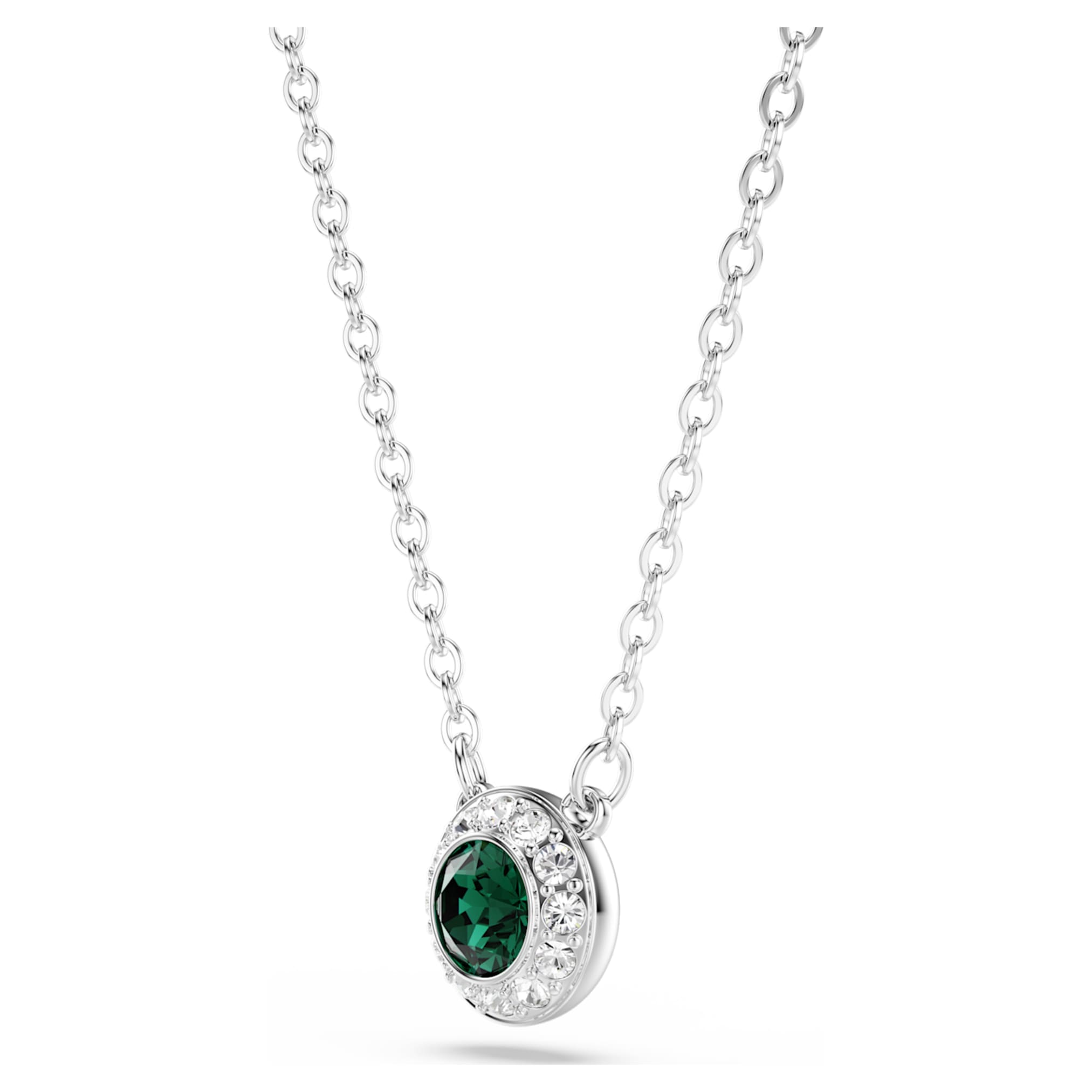 Swarovski Una Angelic pendant Round cut, Green, Rhodium plated
