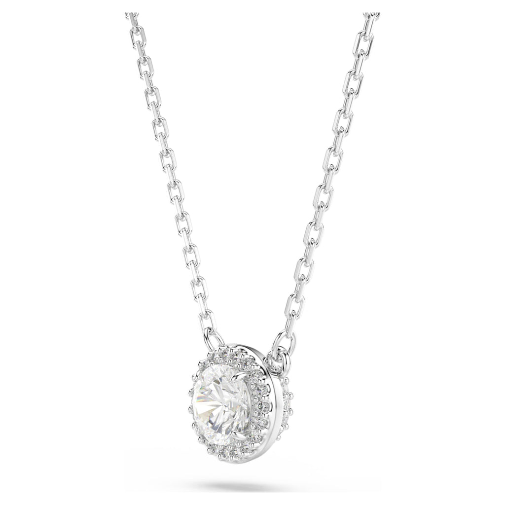 Swarovski Una Angelic pendant Round cut, Pavé, White, Rhodium plated