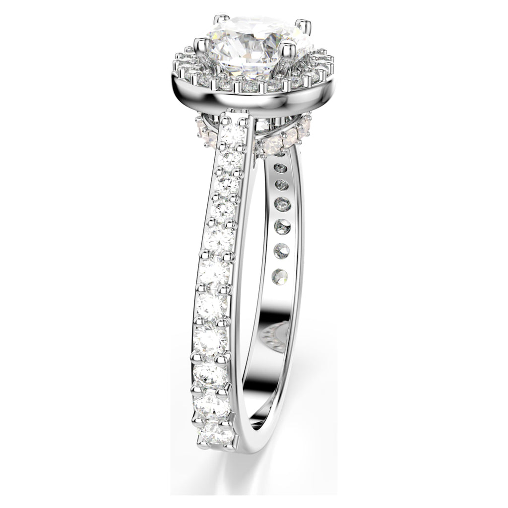 Swarovski Una Angelic ring Round cut, White, Silver-tone finish