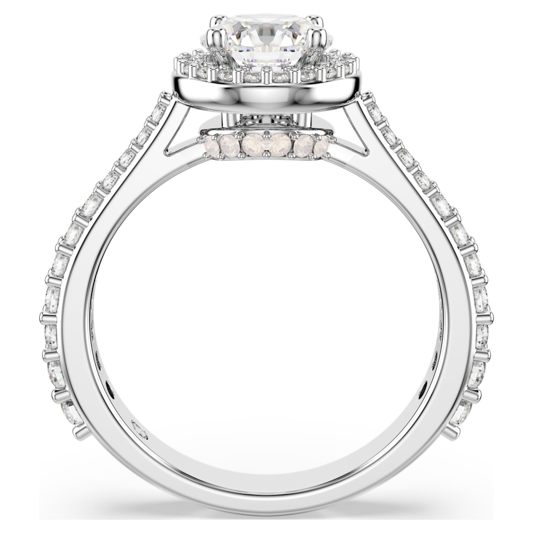 Swarovski Una Angelic ring Round cut, White, Silver-tone finish