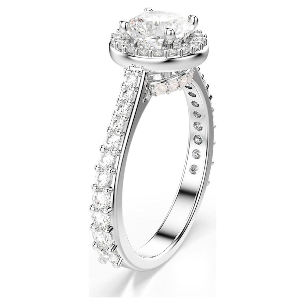 Swarovski Una Angelic ring Round cut, White, Silver-tone finish