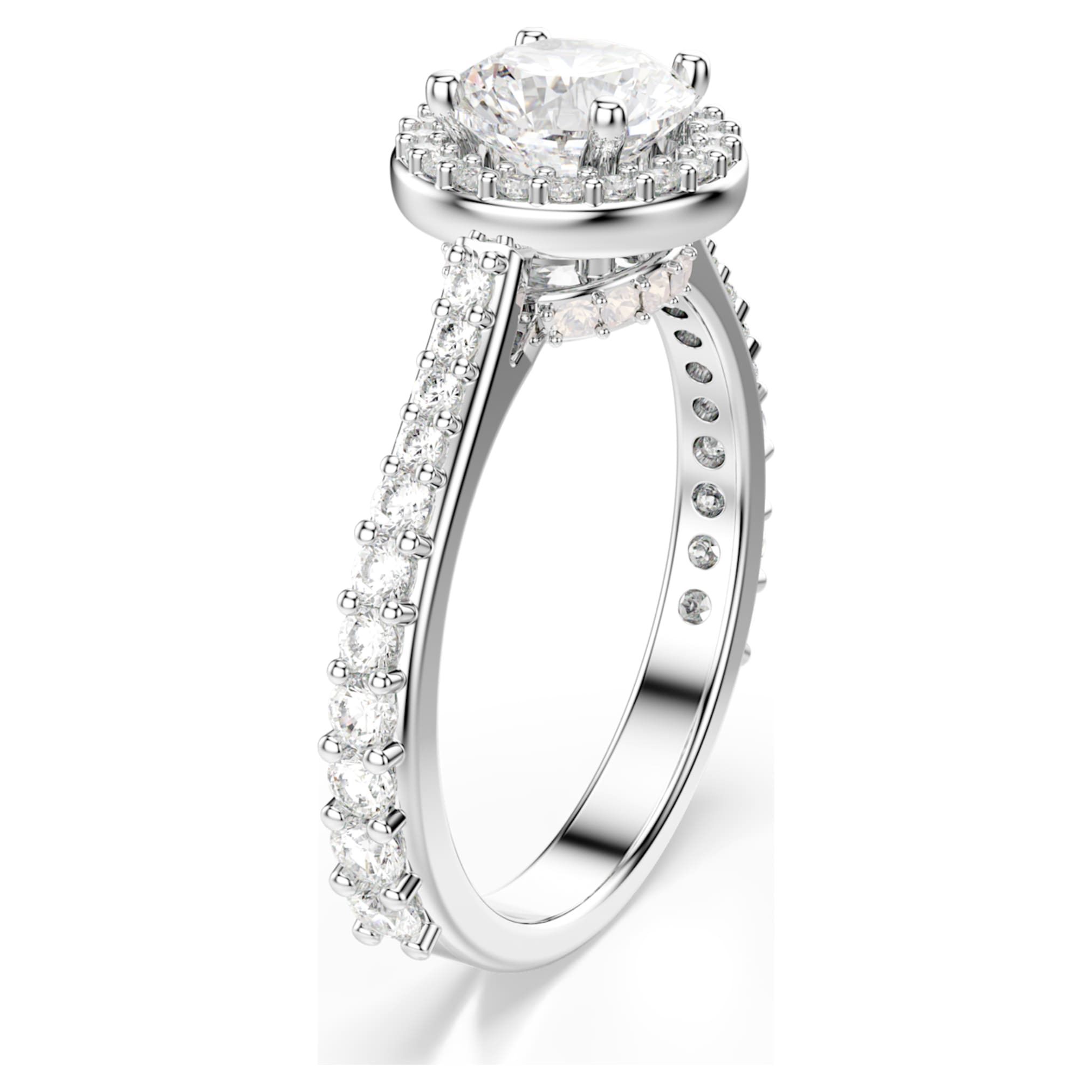 Swarovski Una Angelic ring Round cut, White, Silver-tone finish