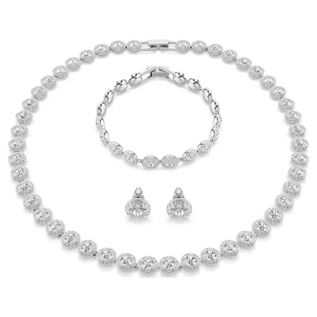 Swarovski Una Angelic set Set (3), Round cut, White, Rhodium plated