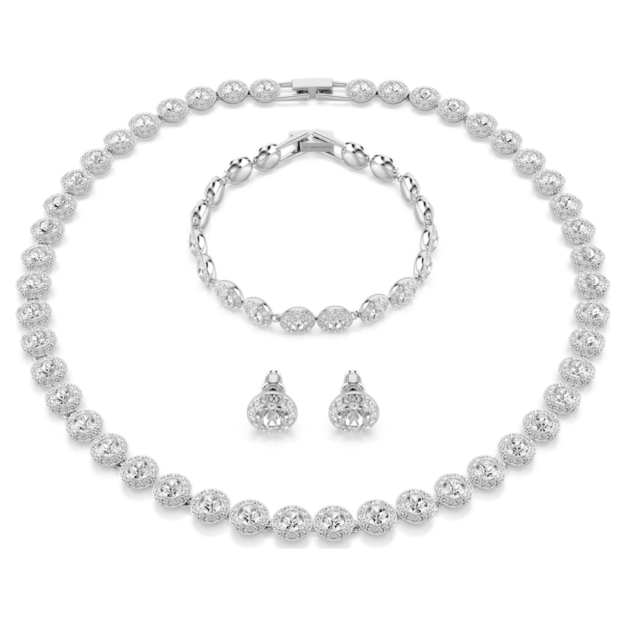 Swarovski Una Angelic set Set (3), Round cut, White, Rhodium plated