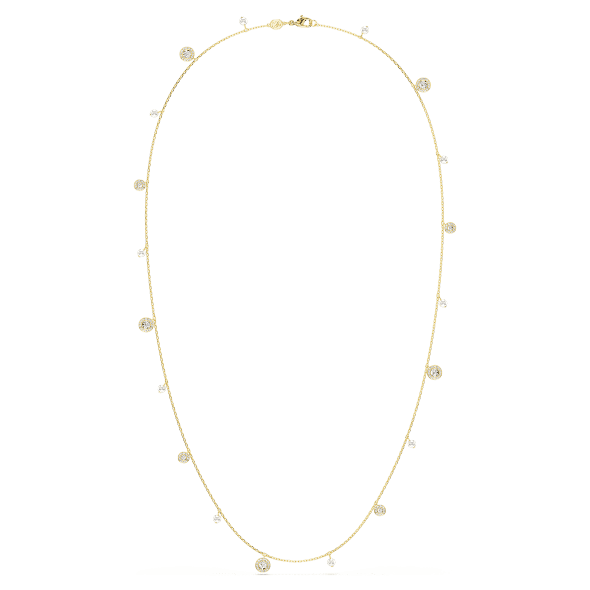 Swarovski Una Angelic strandage Crystal pearl, Round cut, White, 18K gold finish