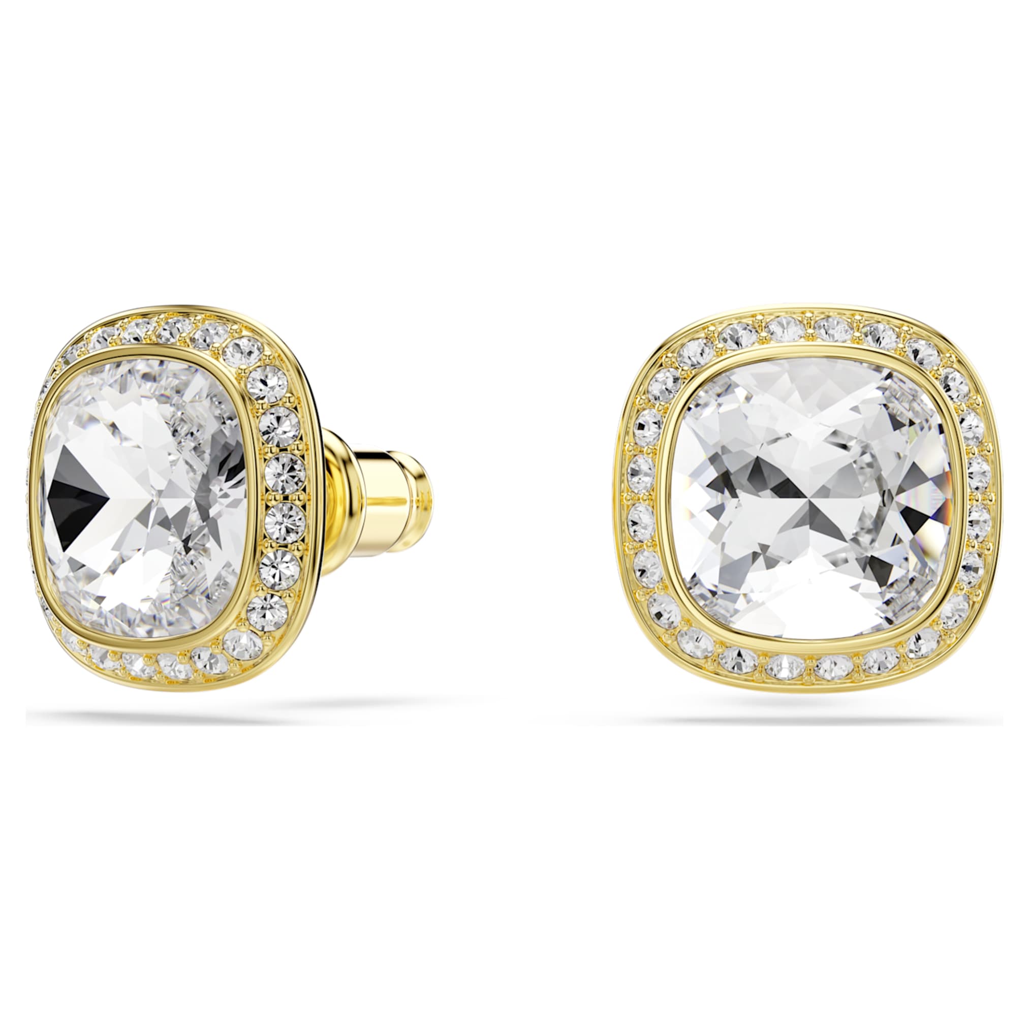 Swarovski Una Angelic stud earrings Cushion cut, White, 18K gold finish