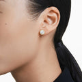 Swarovski Una Angelic stud earrings Round cut, Pavé, White, 18K rose gold finish