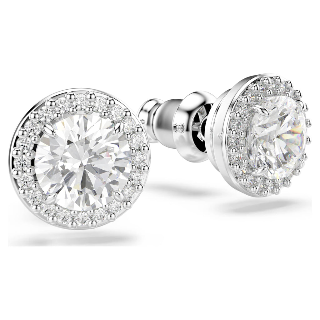 Swarovski Una Angelic stud earrings Round cut, Pavé, White, Rhodium plated
