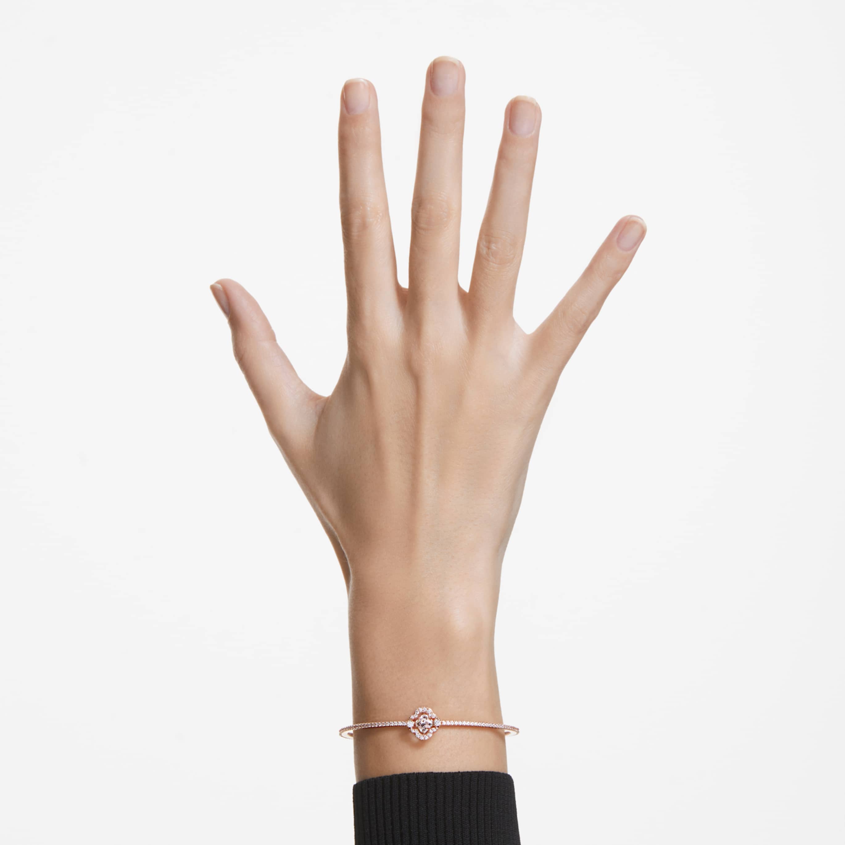 Swarovski Una bangle Clover, Pink, 18K rose gold finish