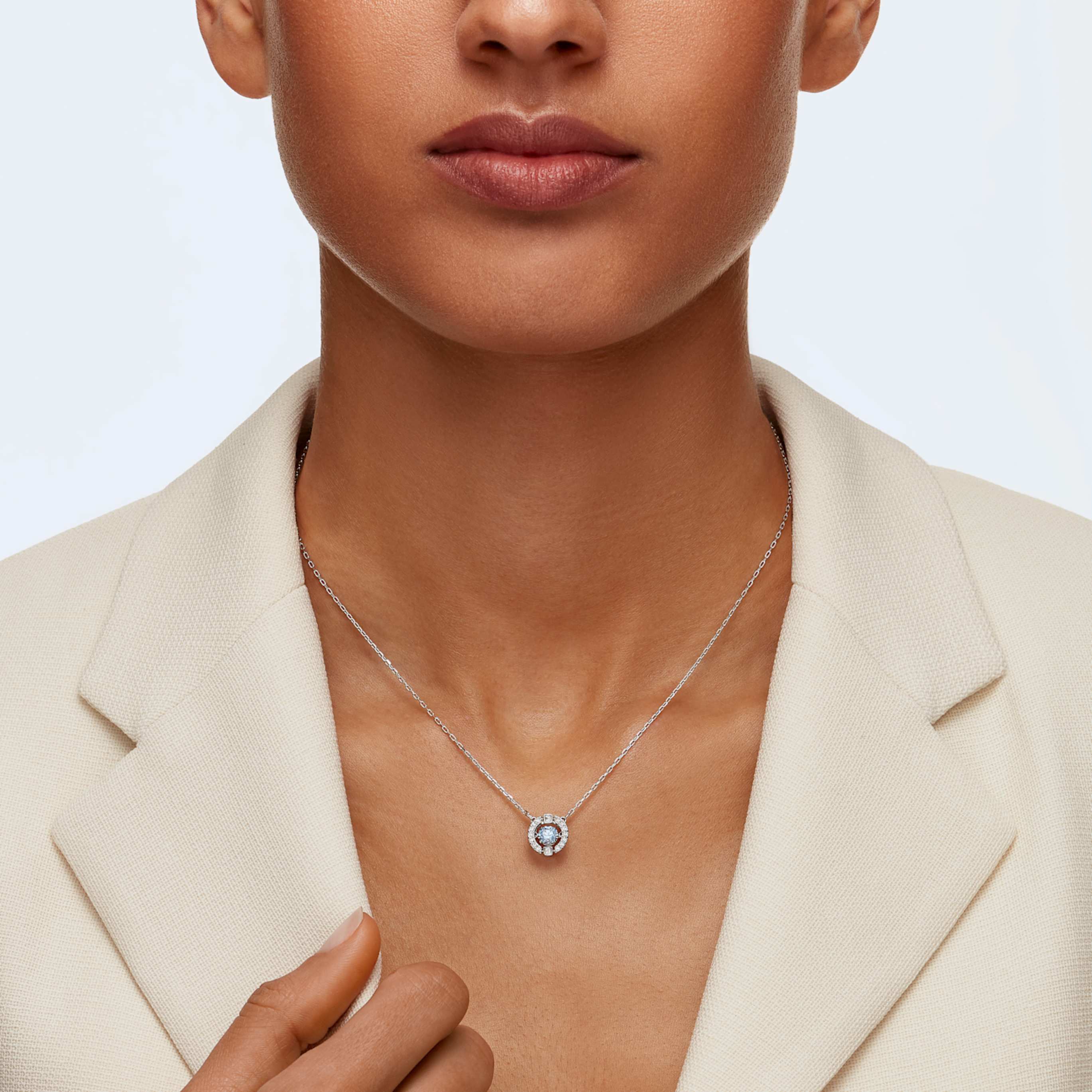 Swarovski Una necklace Round cut, White, 18K rose gold finish