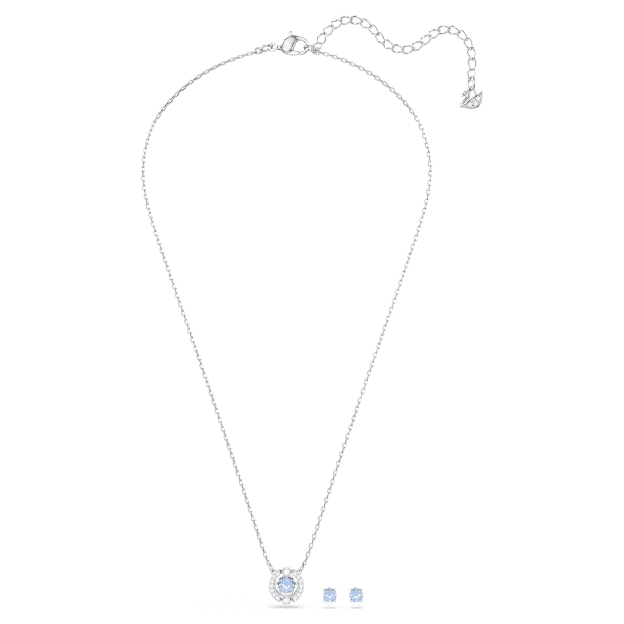 Swarovski Una set Round cut, Blue, Rhodium plated