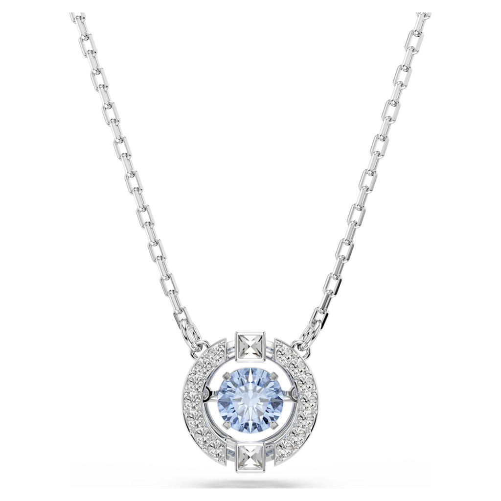 Swarovski Una set Round cut, Blue, Rhodium plated