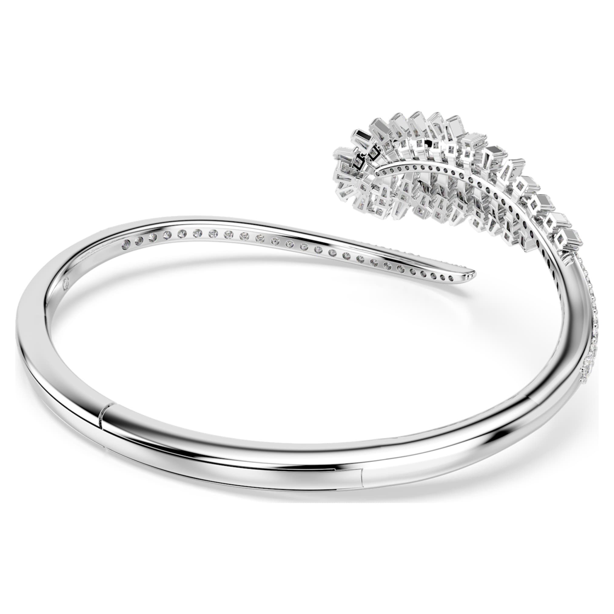 Swarovski Vienna bangle Mixed cuts, Feather, White, Rhodium plated