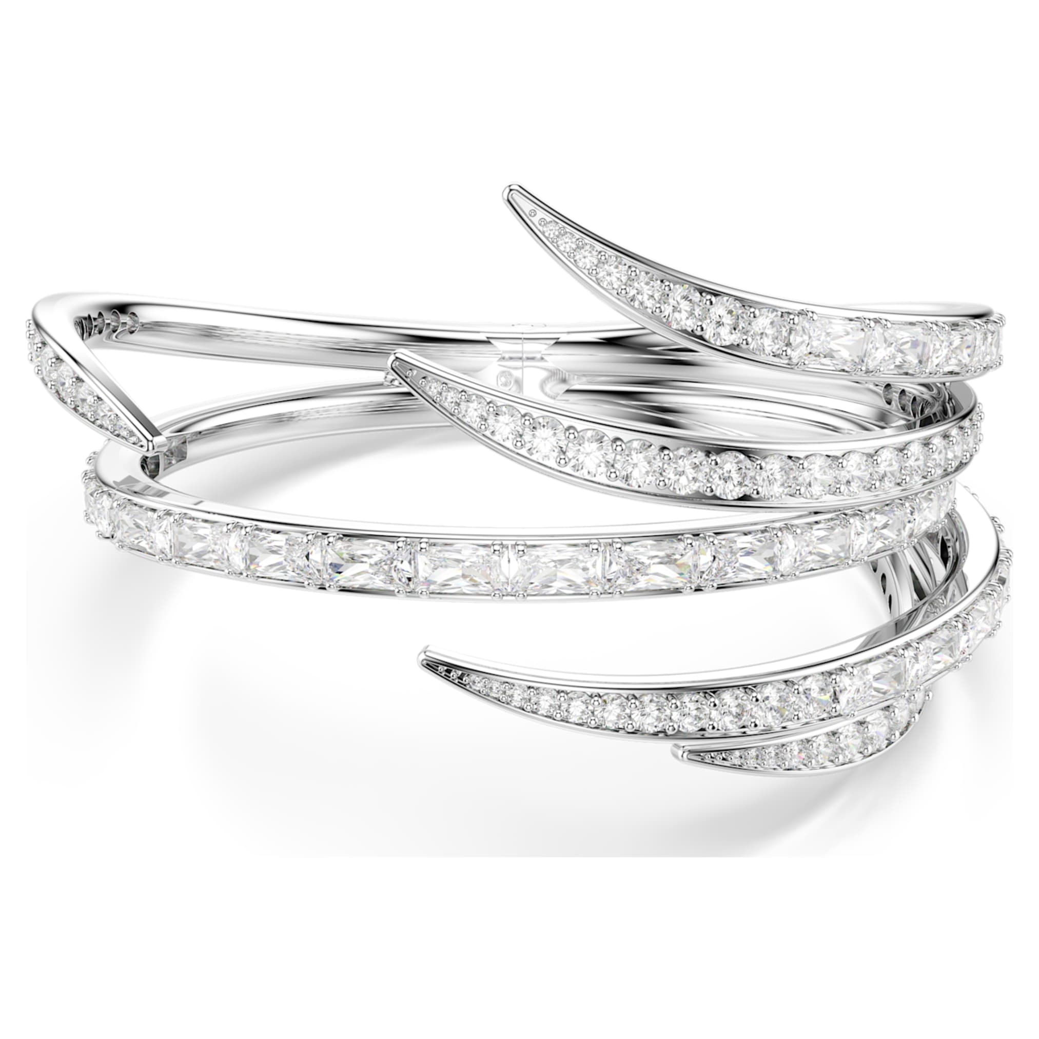 Swarovski Vienna bangle Mixed cuts, White, Rhodium plated