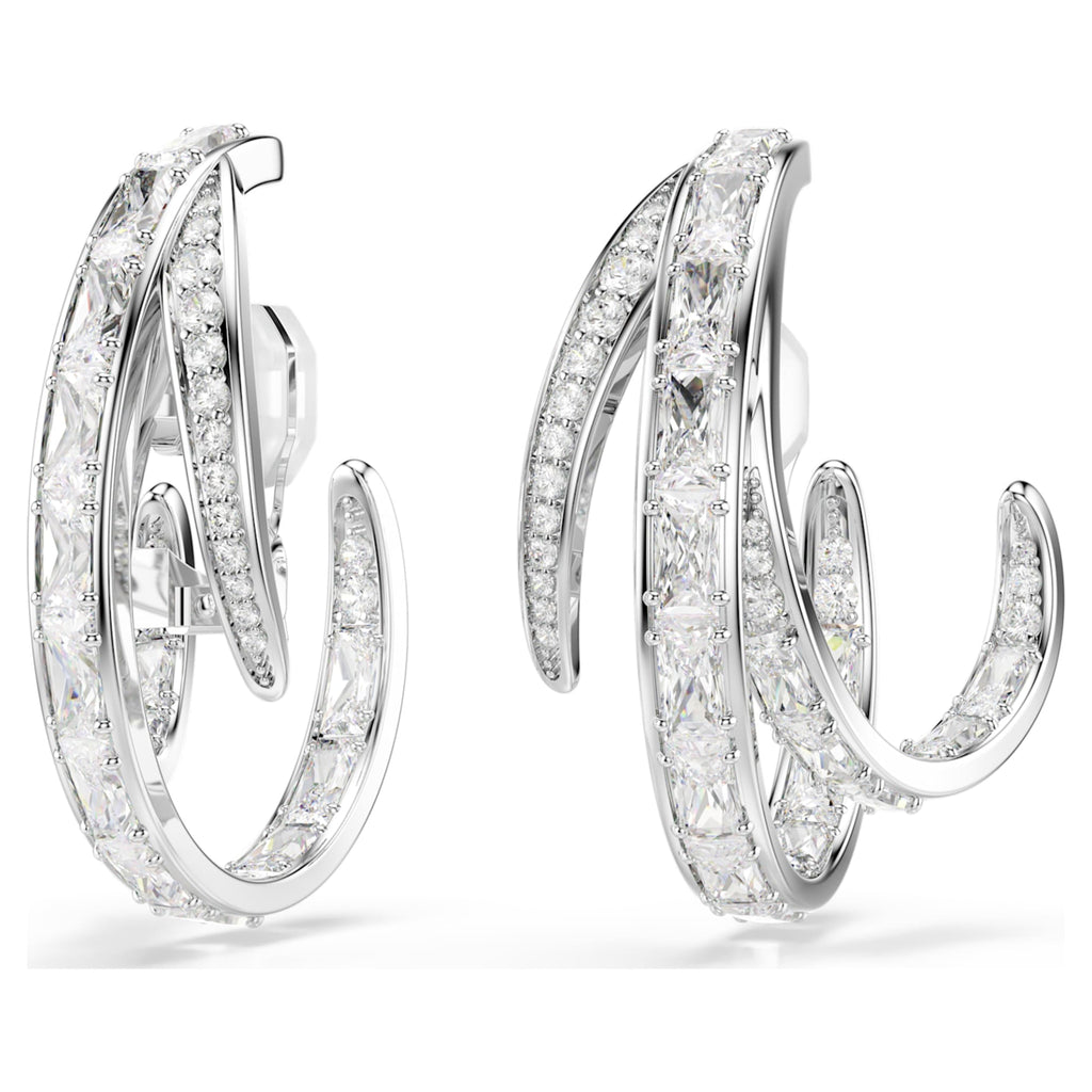 Swarovski Vienna clip earrings Mixed cuts, White, Rhodium plated