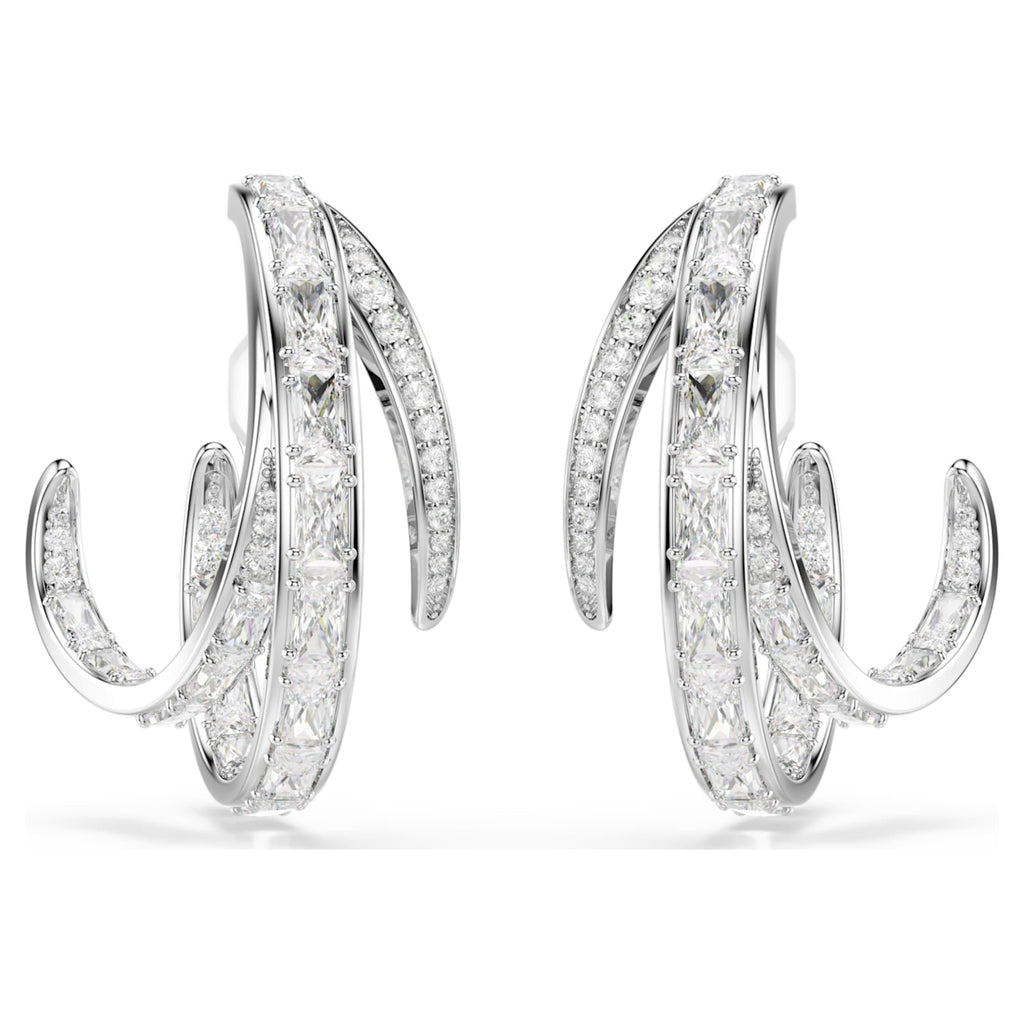 Swarovski Vienna clip earrings Mixed cuts, White, Rhodium plated