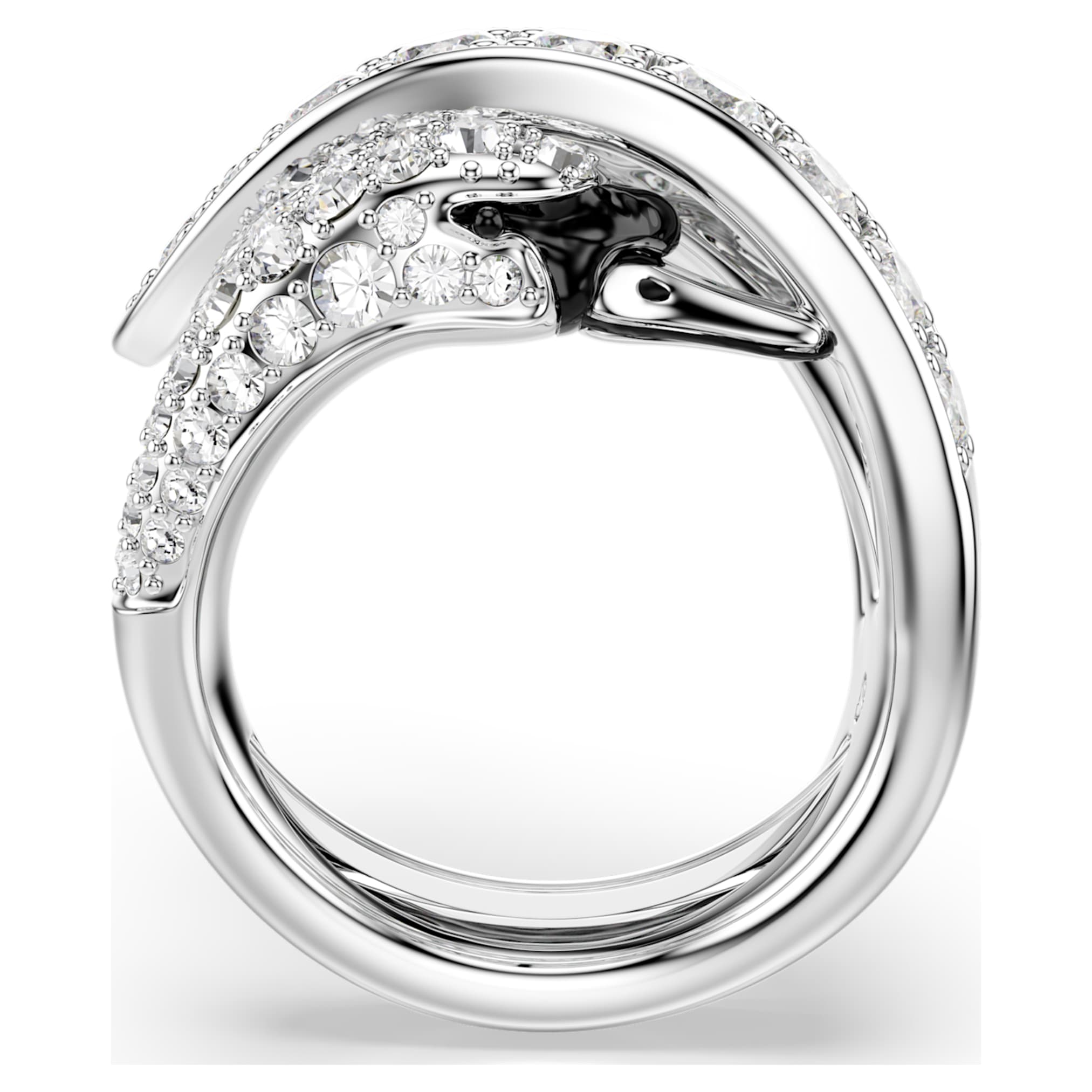Swarovski Vienna cocktail ring Mixed cuts, Swan, White, Rhodium plated