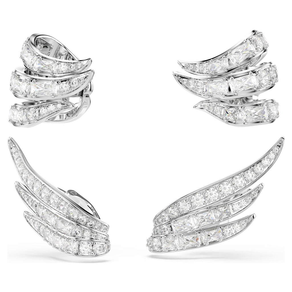 Swarovski Vienna ear cuffs Mixed cuts, Swan, White, Rhodium plated