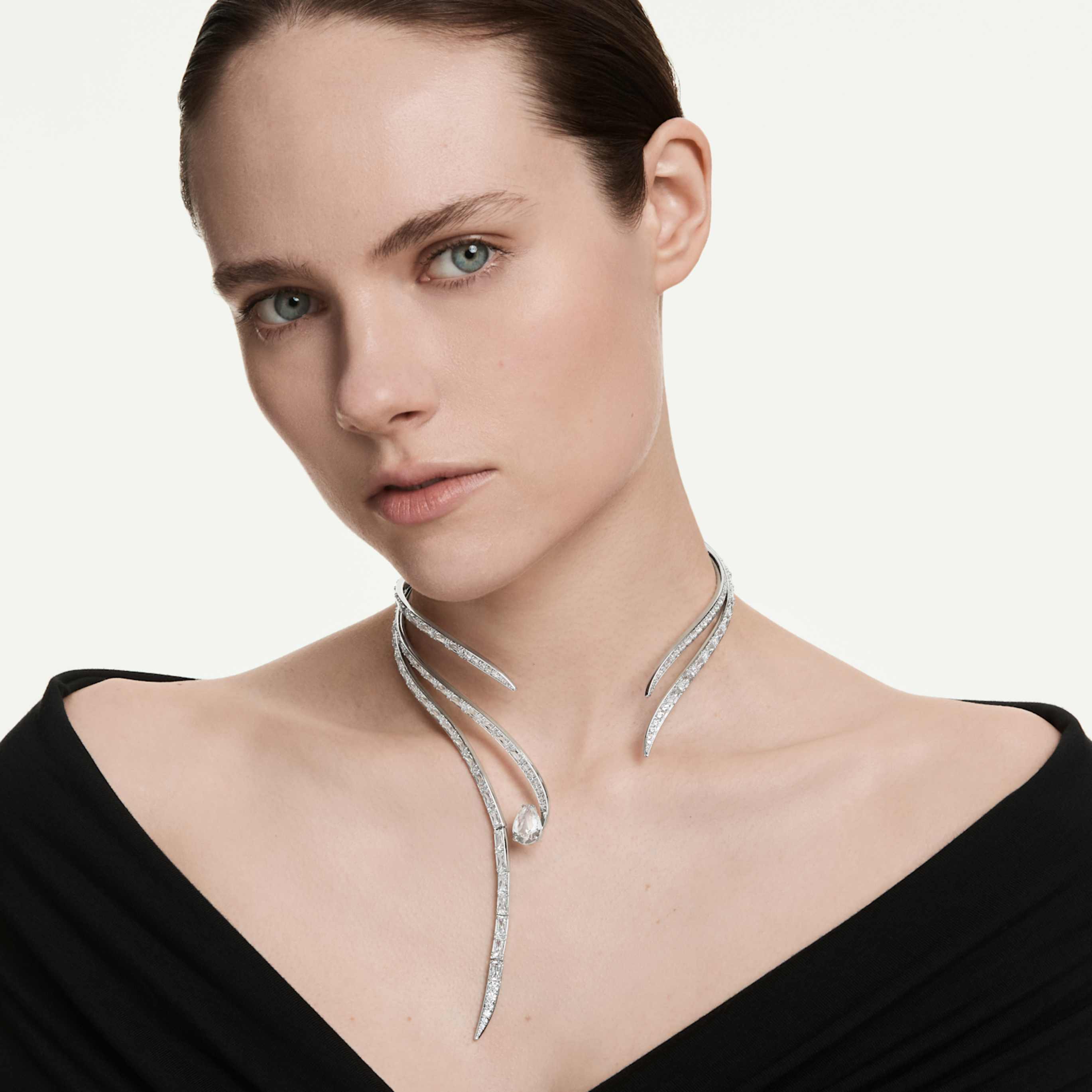 Swarovski Vienna necklace Mixed cuts, White, Rhodium plated