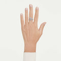 Swarovski Vienna open ring Mixed cuts, Feather, White, Rhodium plated