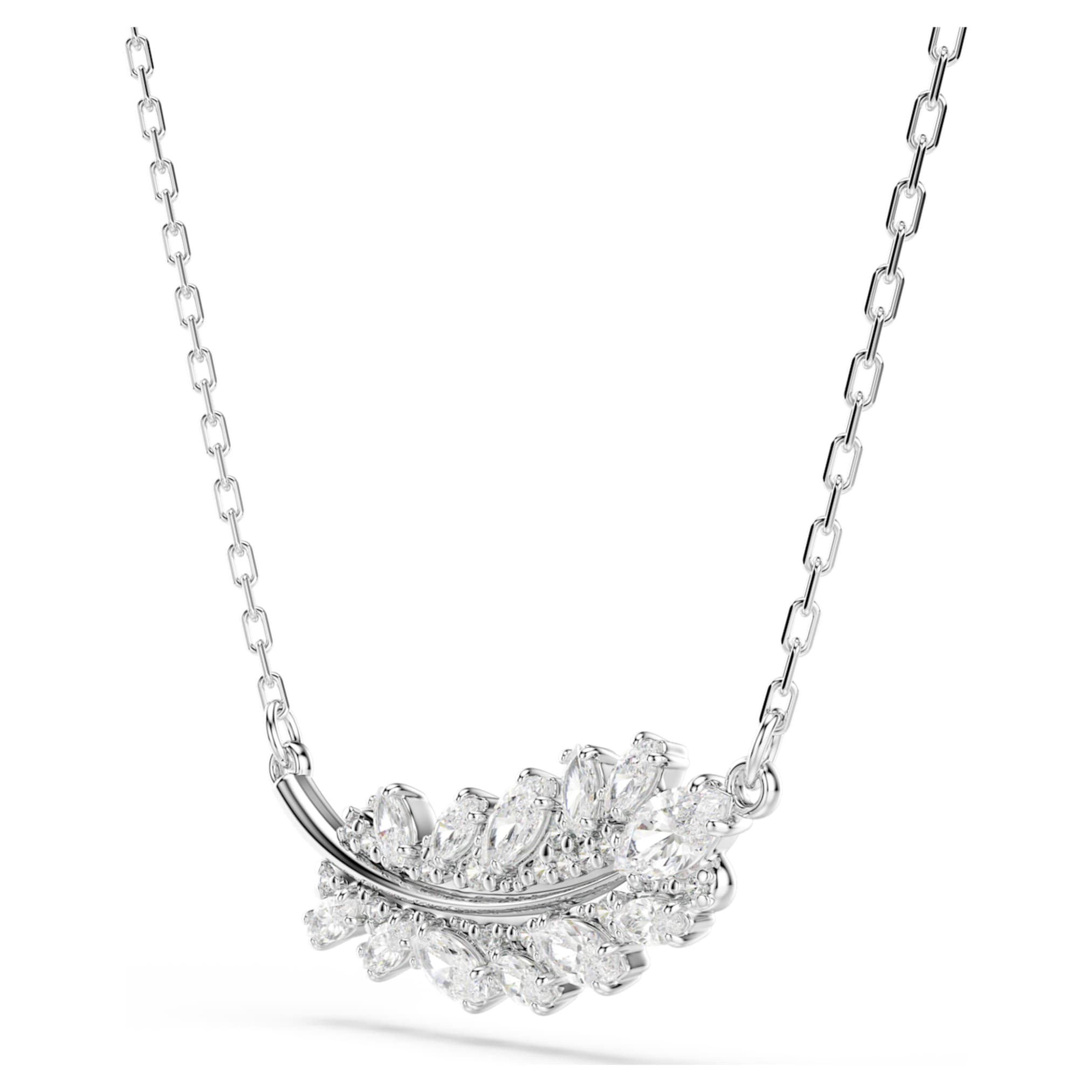 Swarovski Vienna pendant Mixed cuts, Feather, White, Rhodium plated