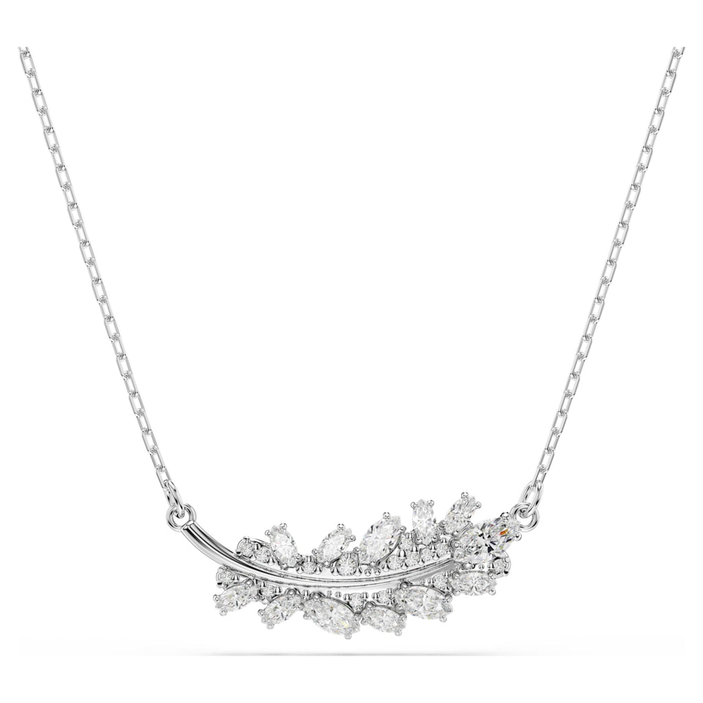 Swarovski Vienna pendant Mixed cuts, Feather, White, Rhodium plated