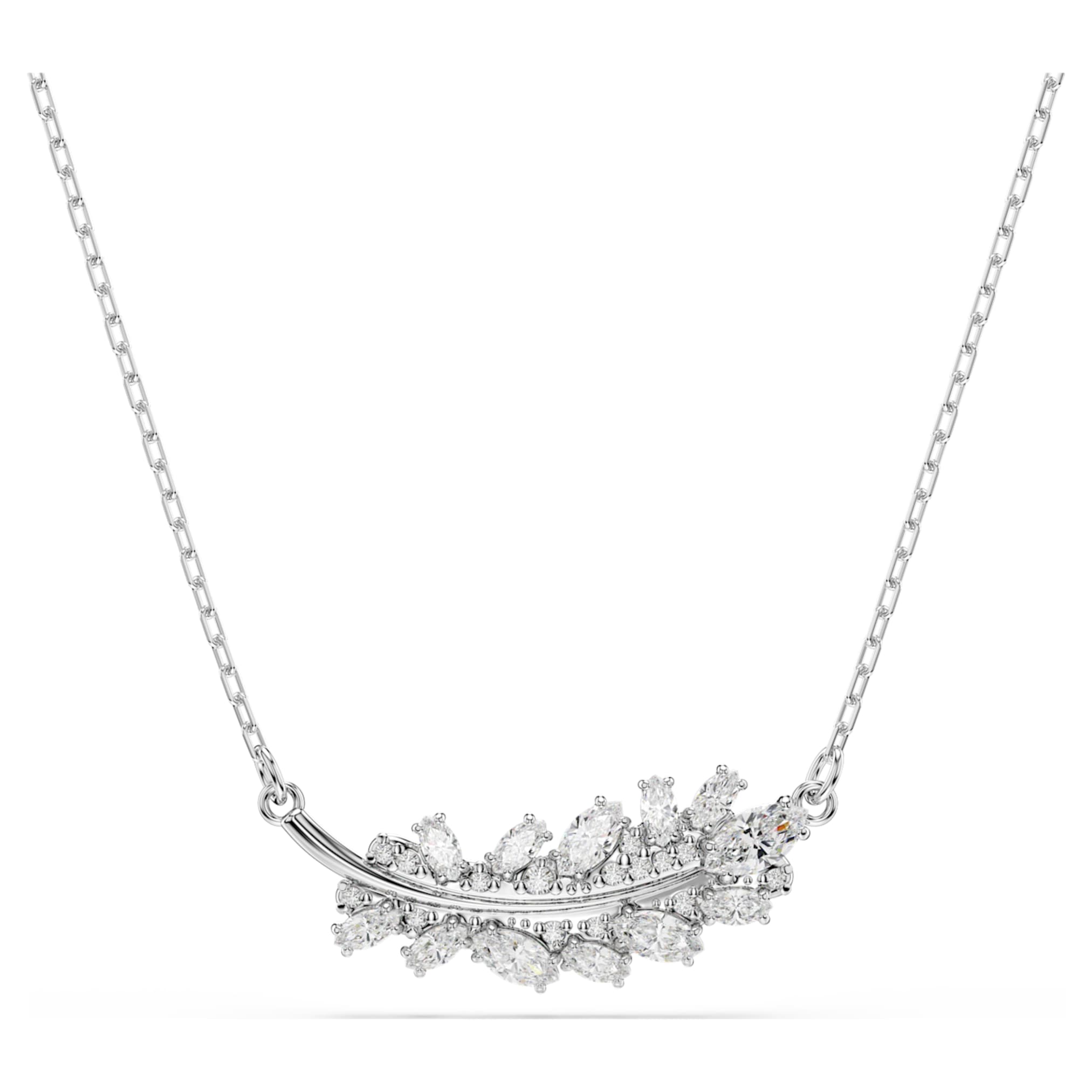 Swarovski Vienna pendant Mixed cuts, Feather, White, Rhodium plated