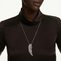 Swarovski Vienna pendant and brooch Mixed cuts, Feather, White, Rhodium plated