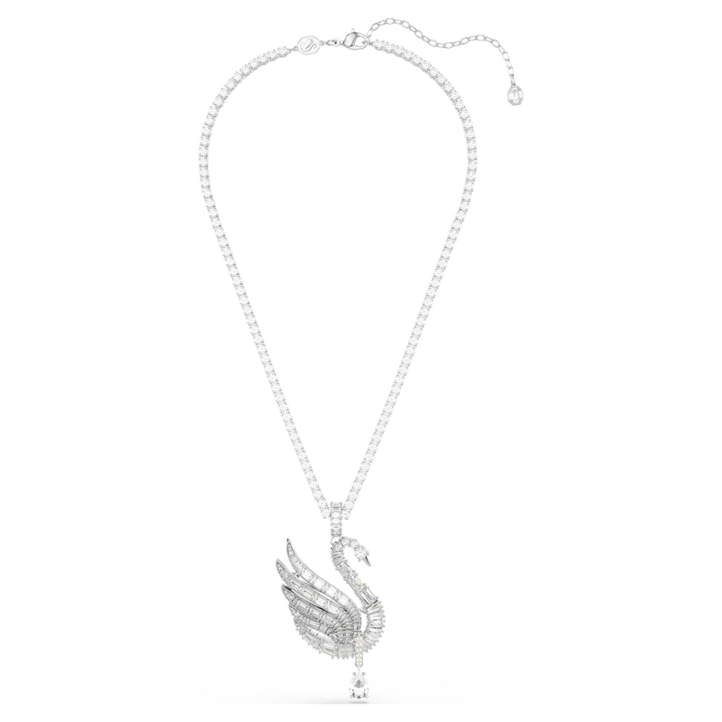 Swarovski Vienna pendant and brooch Mixed cuts, Swan, White, Rhodium plated