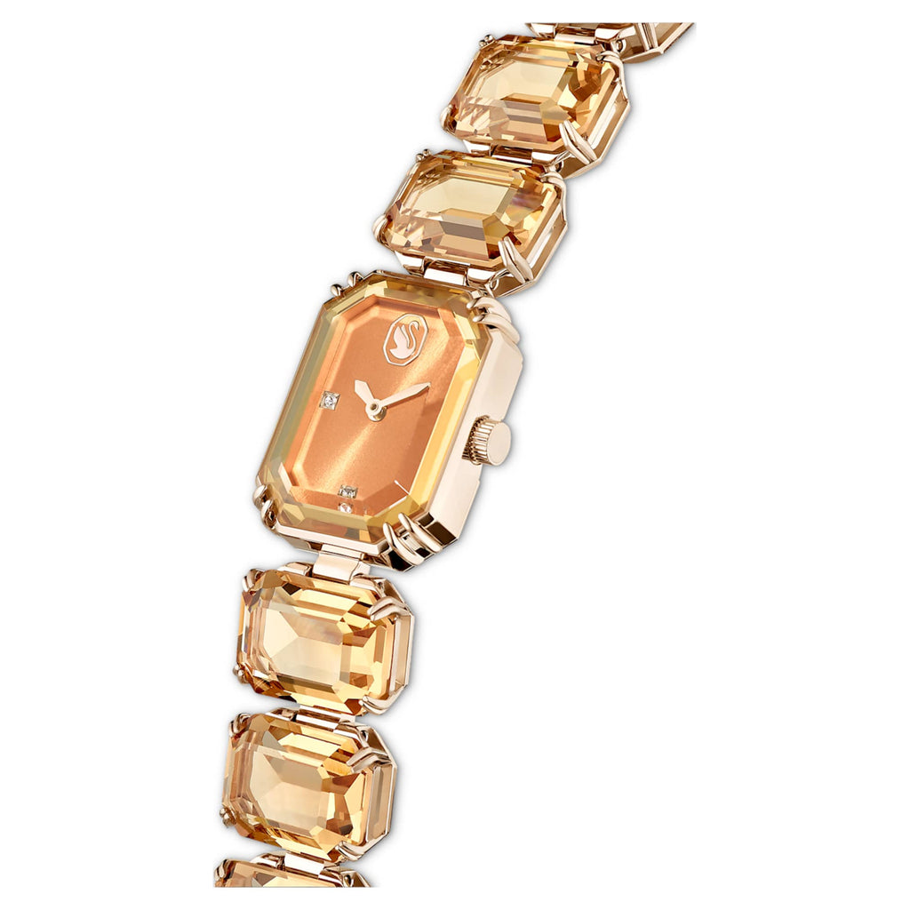 Swarovski Watch Octagon cut bracelet, Brown, Champagne gold-tone finish